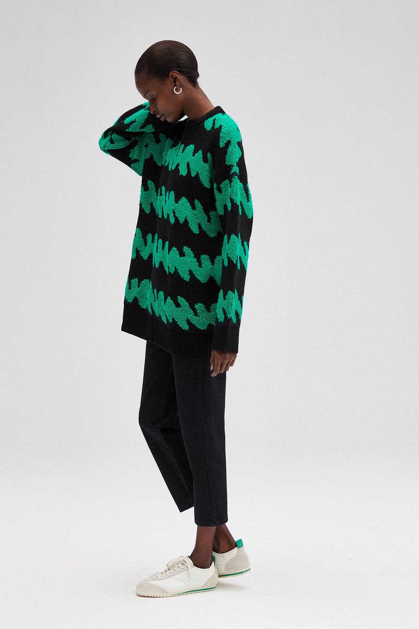 Maglione oversize girocollo fantasia