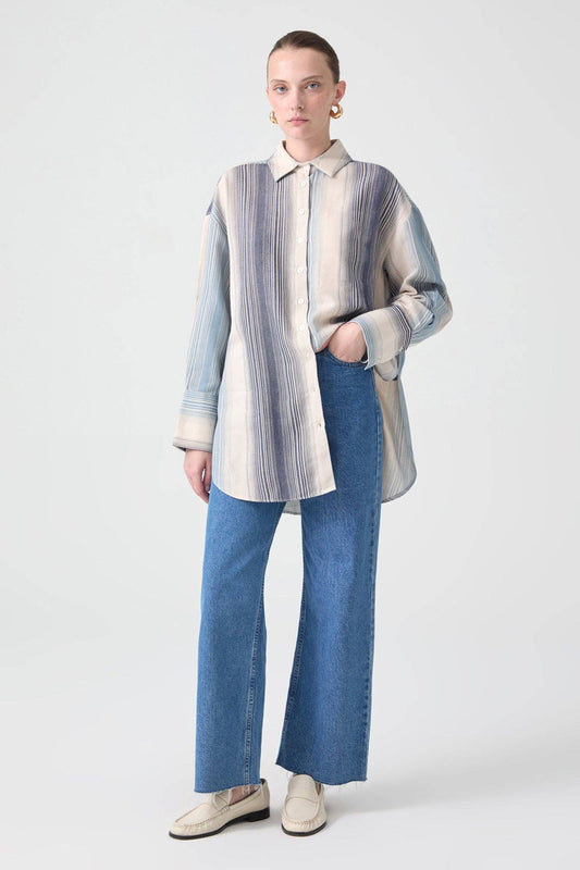 Camicia oversize a righe in cotone