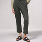 Pantaloni dritti con bottoni decorativi e vita elasticizzata