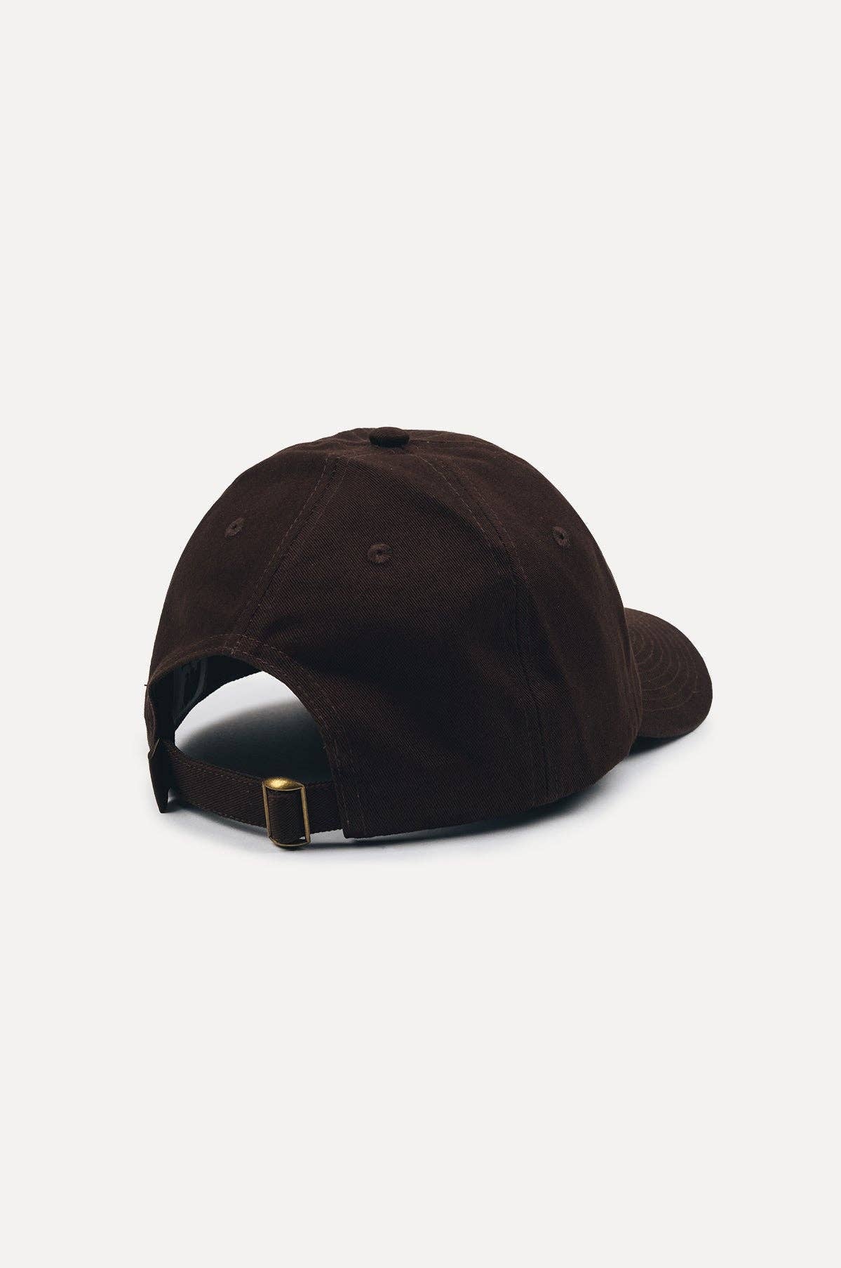 Cappellino in cotone con logo ricamato marrone