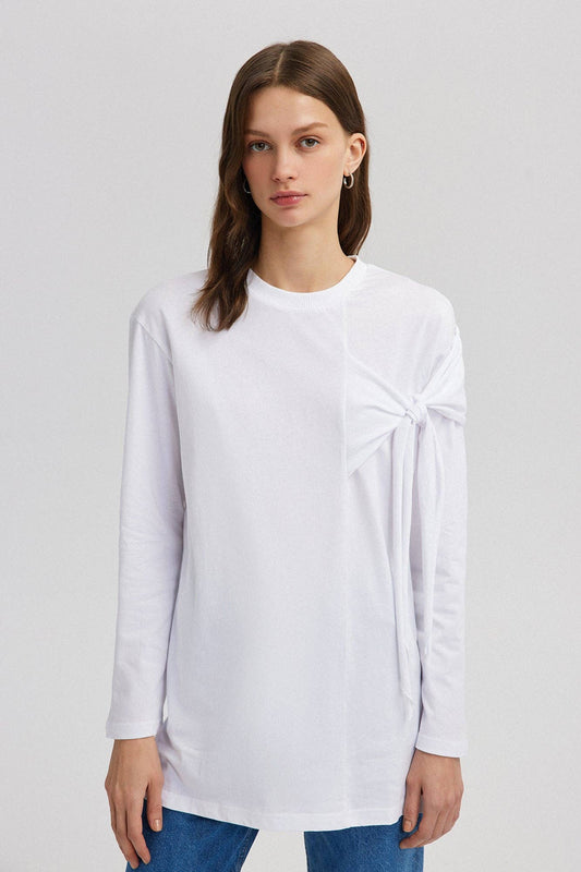 Tunica in jersey di cotone con nodo frontale