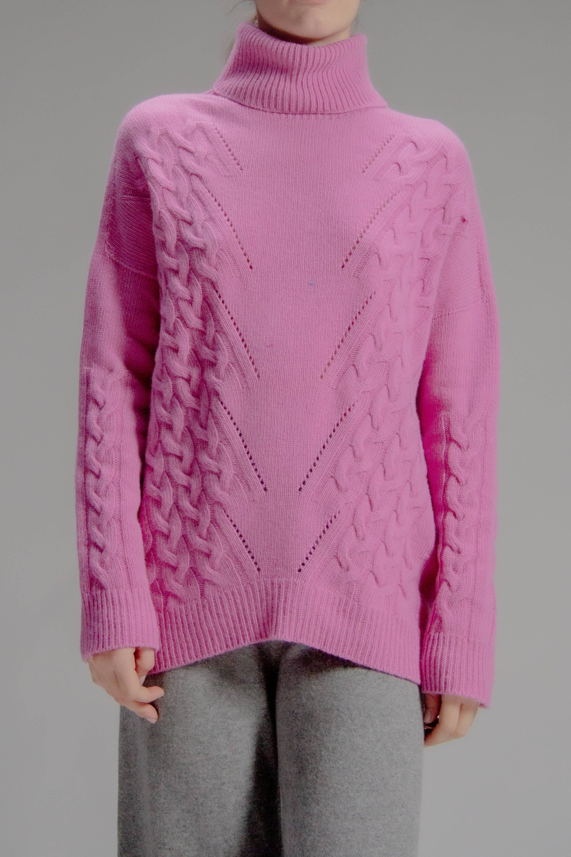 Maglione dolcevita oversize in misto cashmere 3D Knit
