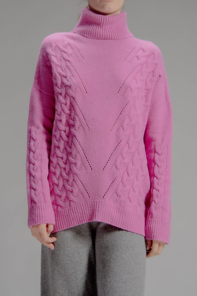 Maglione dolcevita oversize in misto cashmere 3D Knit