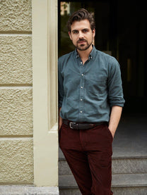 Camicia in flanella su misura verde muschio