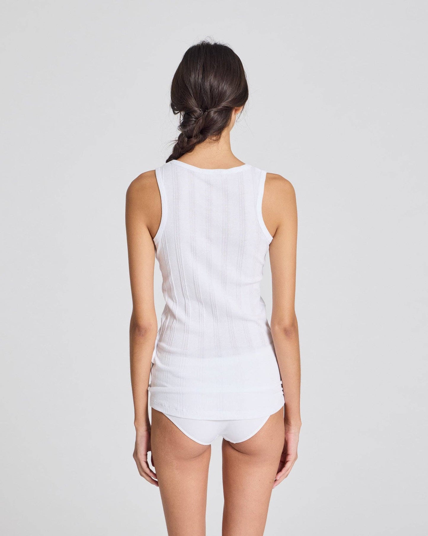 Top a costine in cotone biologico Alberte bianco