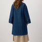 Giacca lunga in denim con stampa floreale