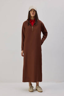 Abito dritto lungo con zip