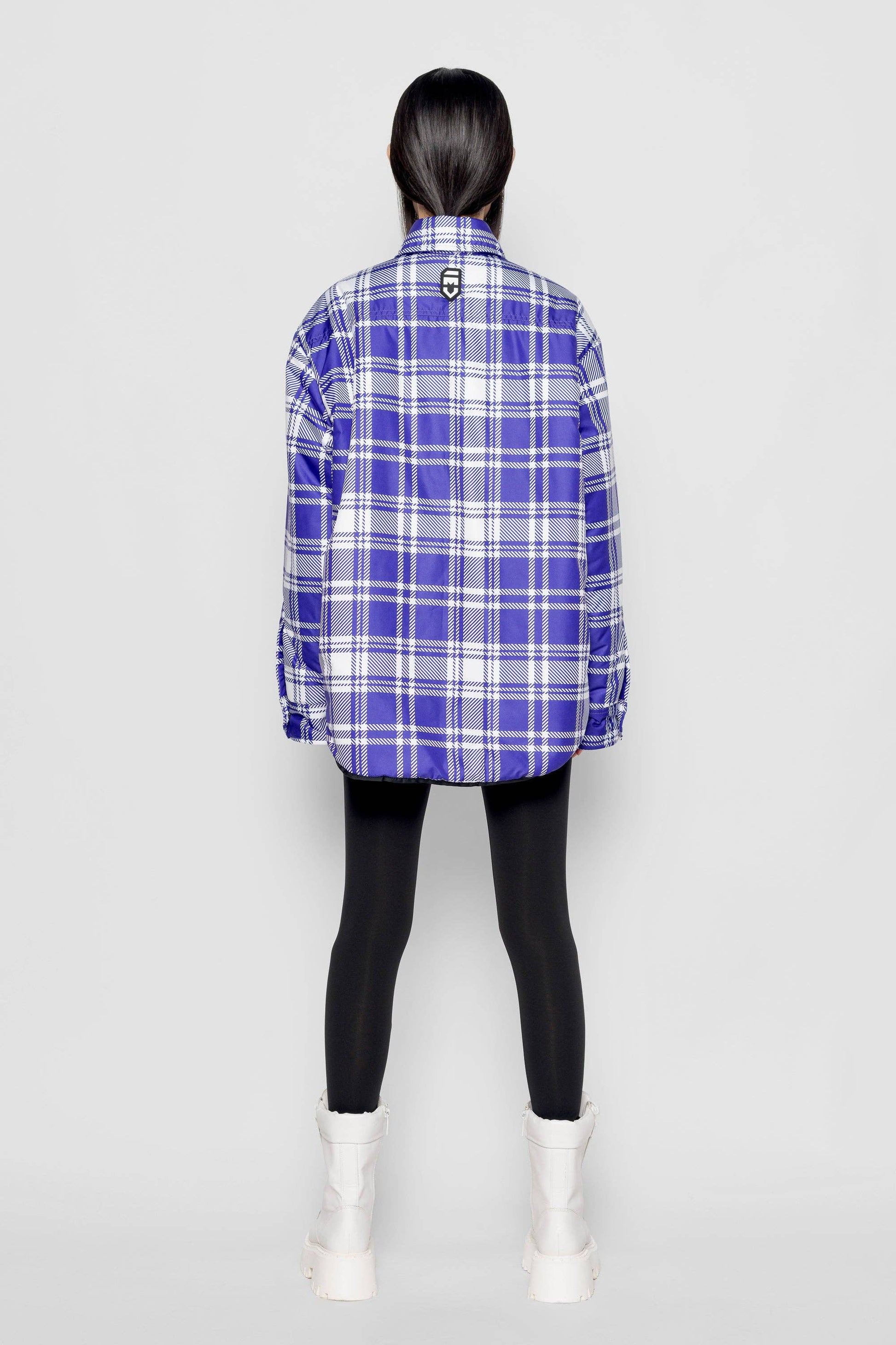 Camicia imbottita tartan viola e bianco Nemesi