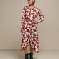 Vestito chemisier midi con stampa geometrica e cintura