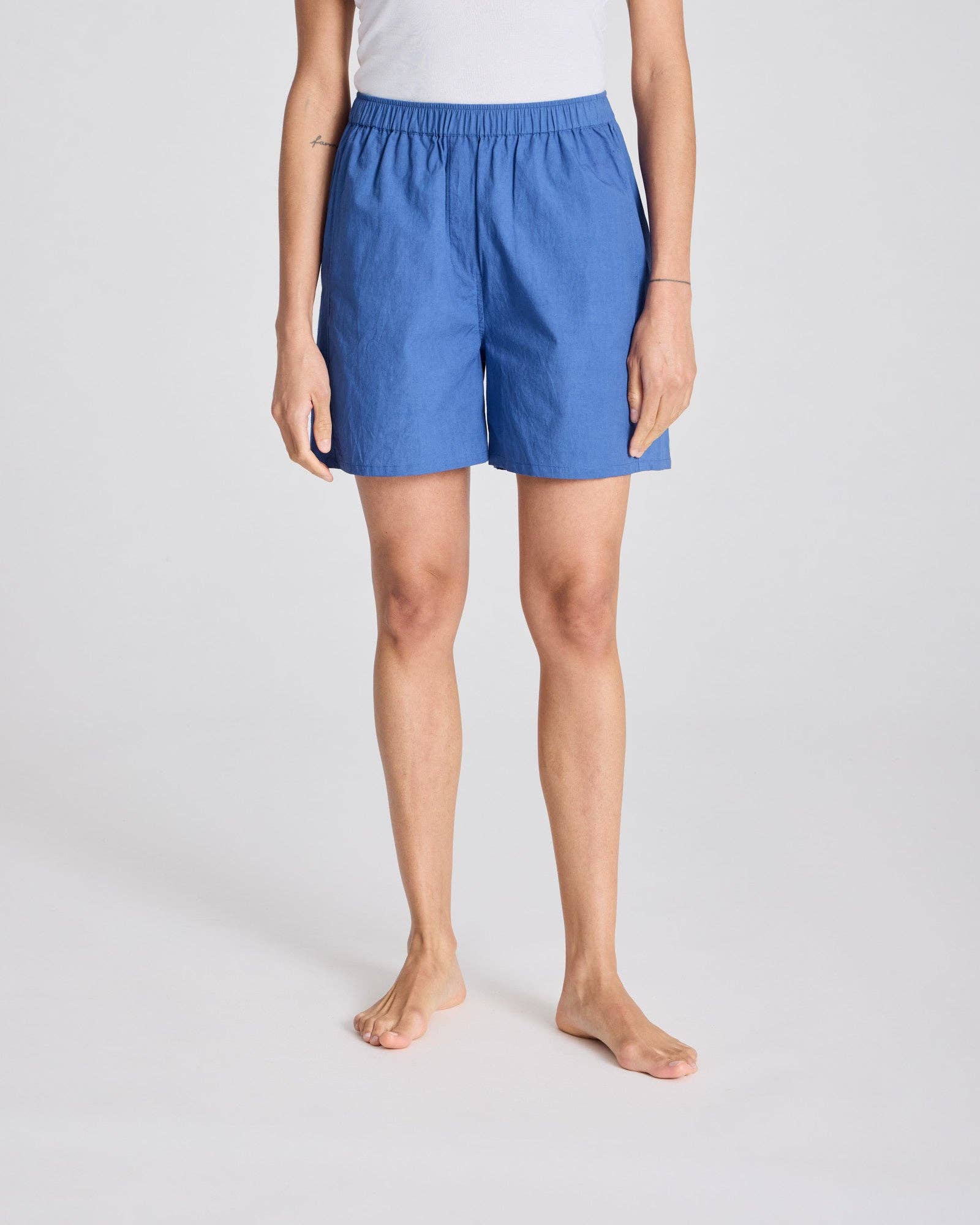 Shorts Caroline in popeline di cotone biologico blu chiaro