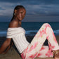 Top bustier off-shoulder a righe