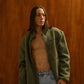Giacca in pile sherpa khaki da sci