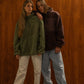 Giacca in pile sherpa rosso-marrone