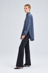 Camicia oversize in popeline misto cotone con bottoni