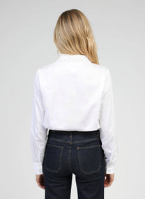 Camicia bianca con colletto ricamato di perline