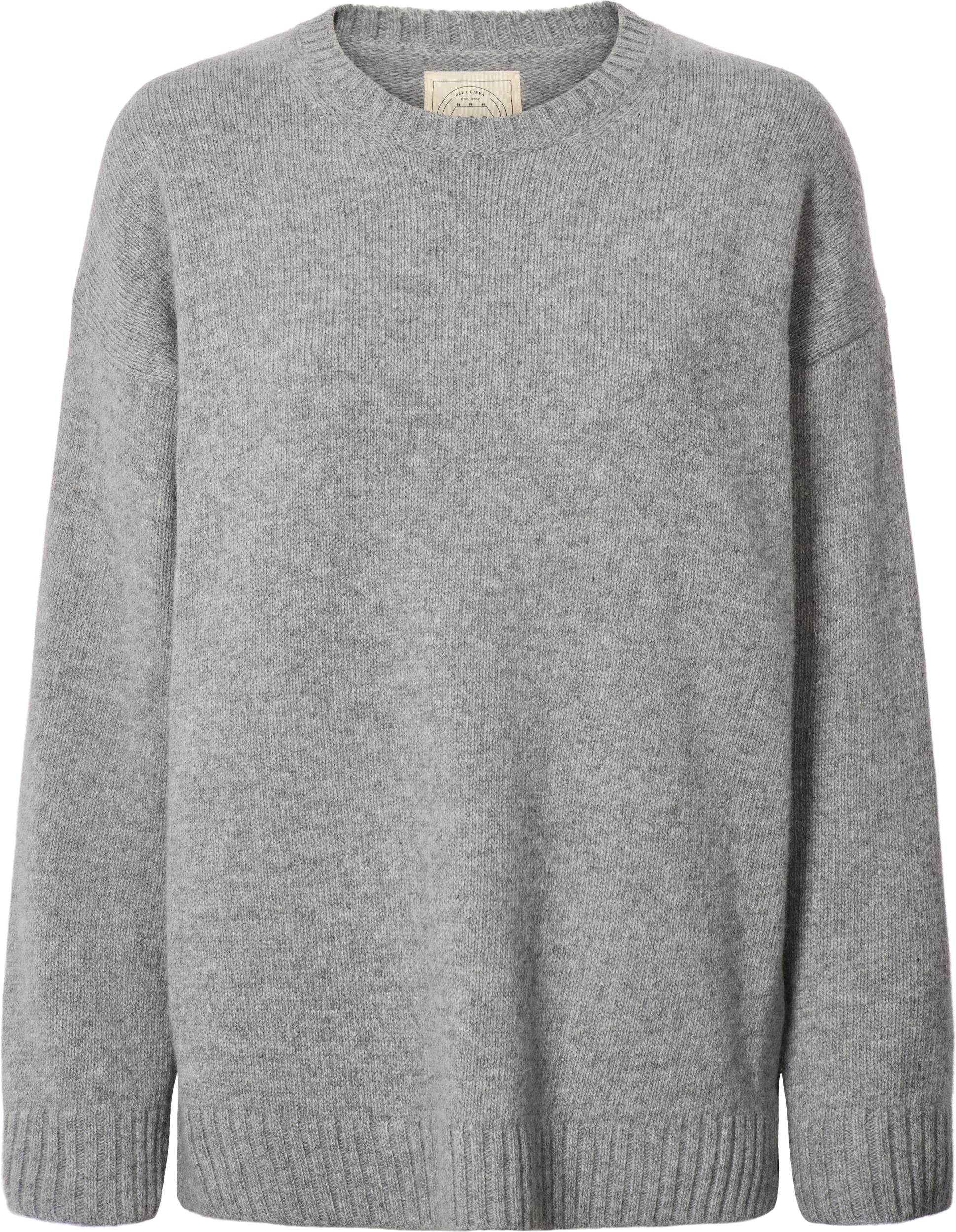 Maglione Emely in lana d’agnello biologica GOTS grigio mélange
