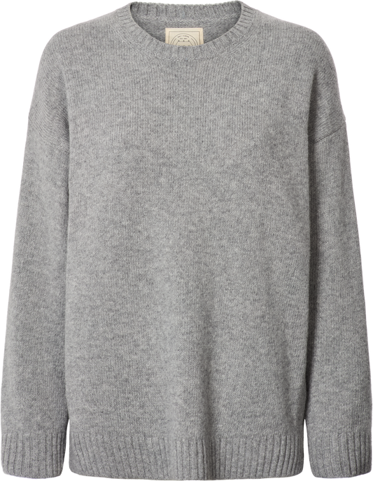 Maglione Emely in lana d’agnello biologica GOTS grigio mélange