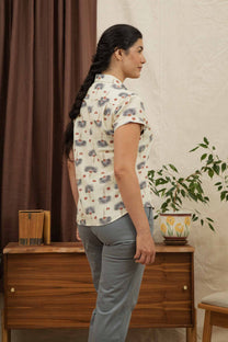 Camicia Bea a maniche corte con stampa Aloha Floral