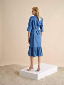 Abito midi in denim Ganga con cintura