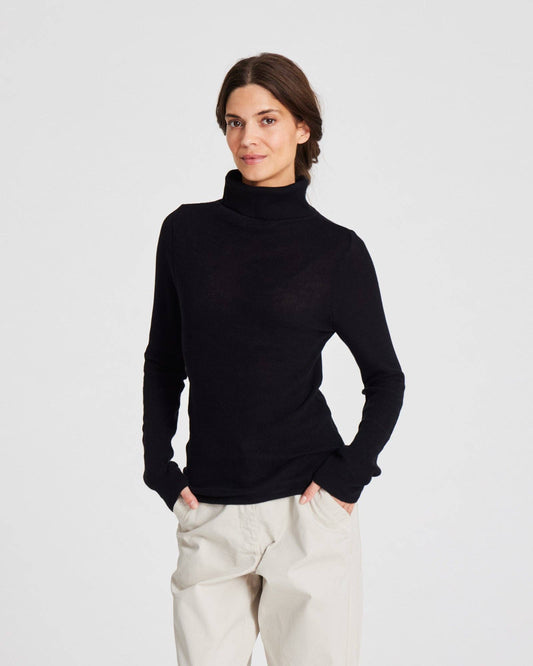 Maglia dolcevita a maniche lunghe in cotone biologico nera