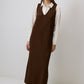 Abito gilet lungo in maglia marrone