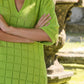 Maglione in cotone traforato con scollo a V