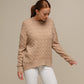 Maglione donna in maglia a trecce con filo luminoso