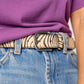 Cintura donna in pelle con stampa zebrata