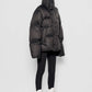 Piumino Oversize Nero con Collo Alto