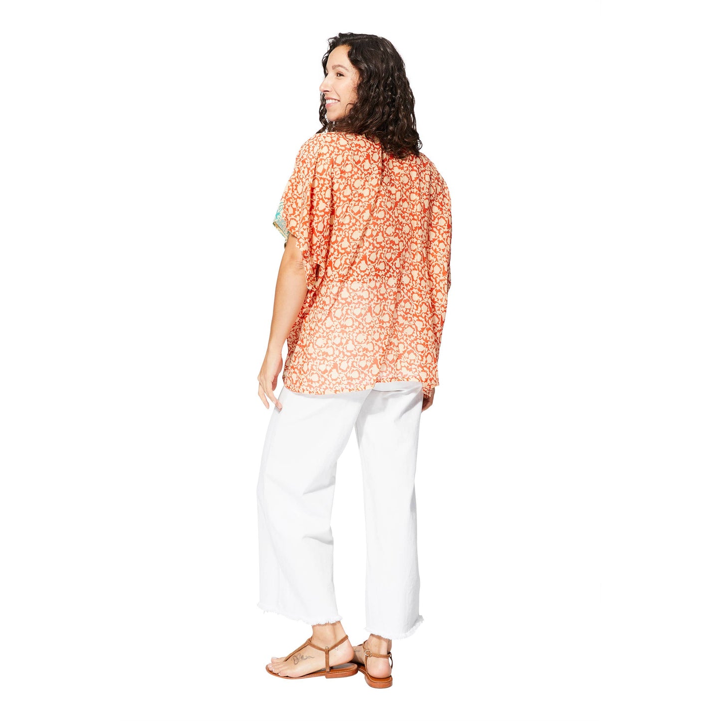 Kimono estivo boho in cotone a maniche corte