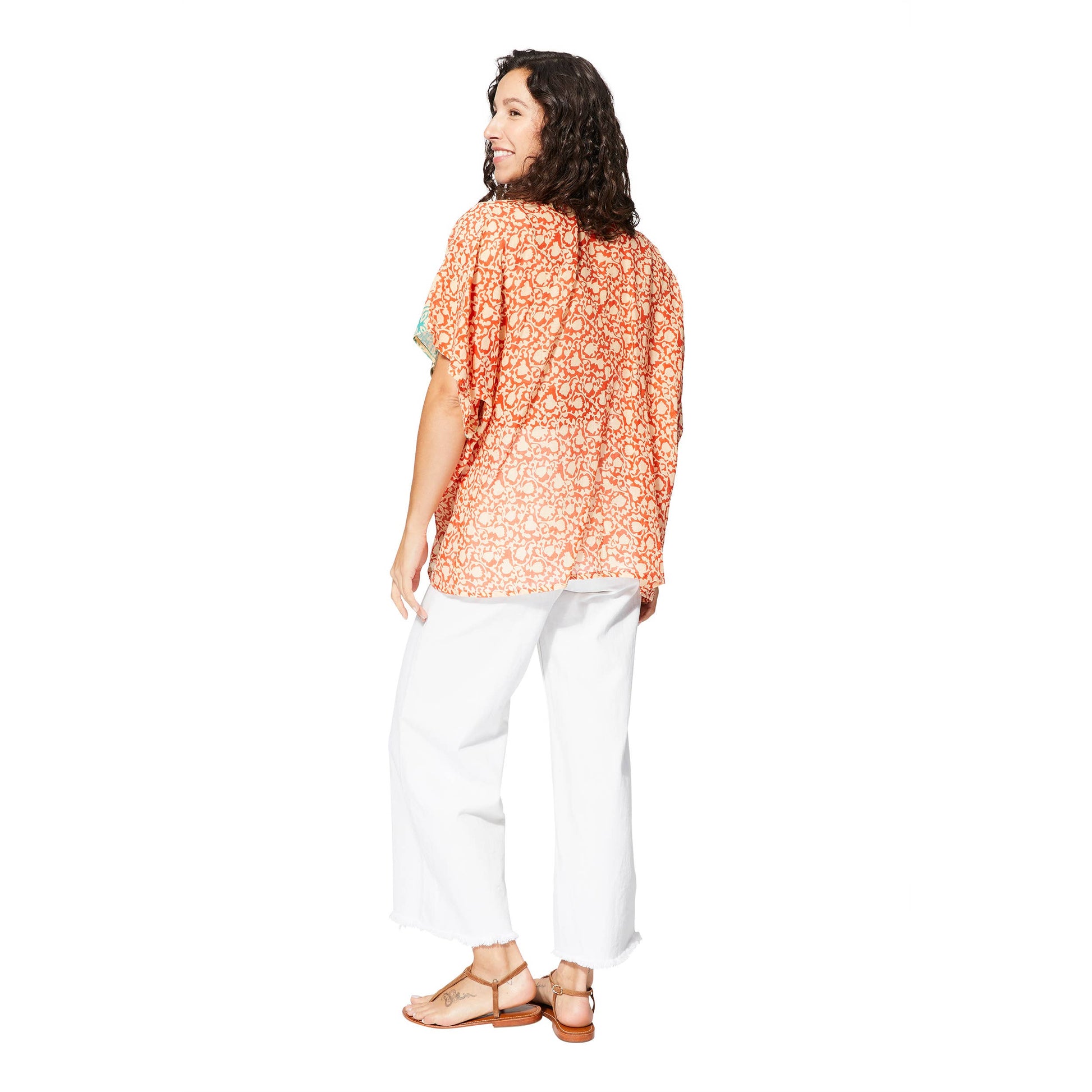 Kimono estivo boho in cotone a maniche corte