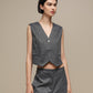 Gilet donna gessato grigio