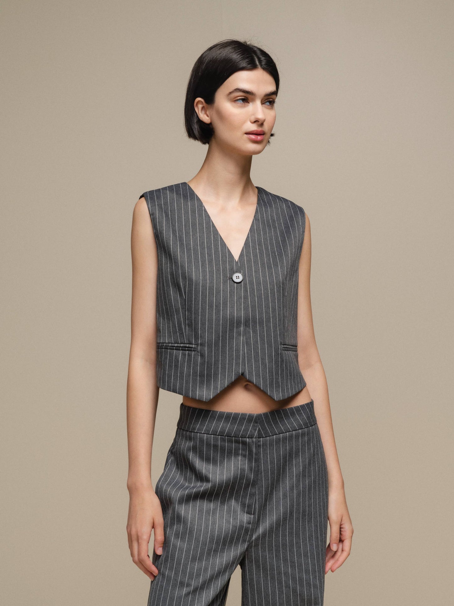 Gilet donna gessato grigio