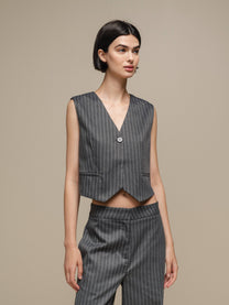 Gilet donna gessato grigio