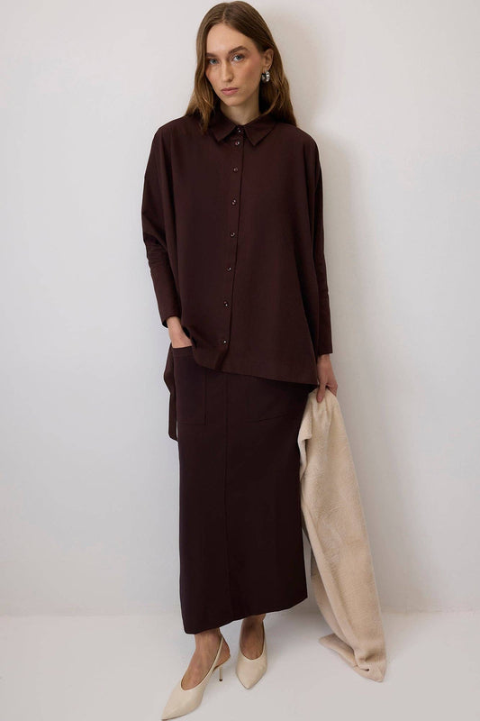 Camicia oversize con nastro e design fluido
