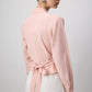 Camicia avvolgente in popeline misto cotone rosa