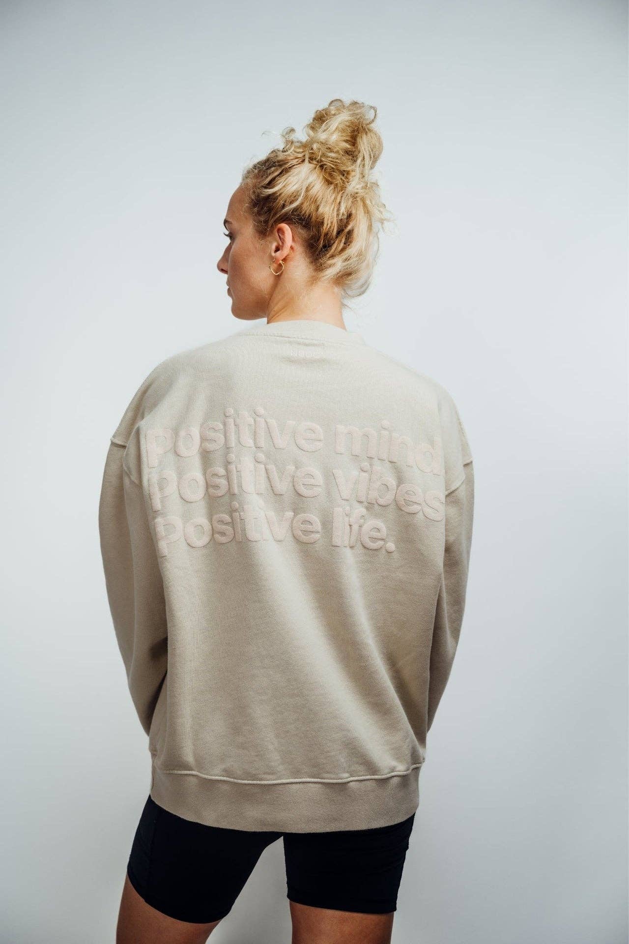 Felpa oversize Positive Mind beige