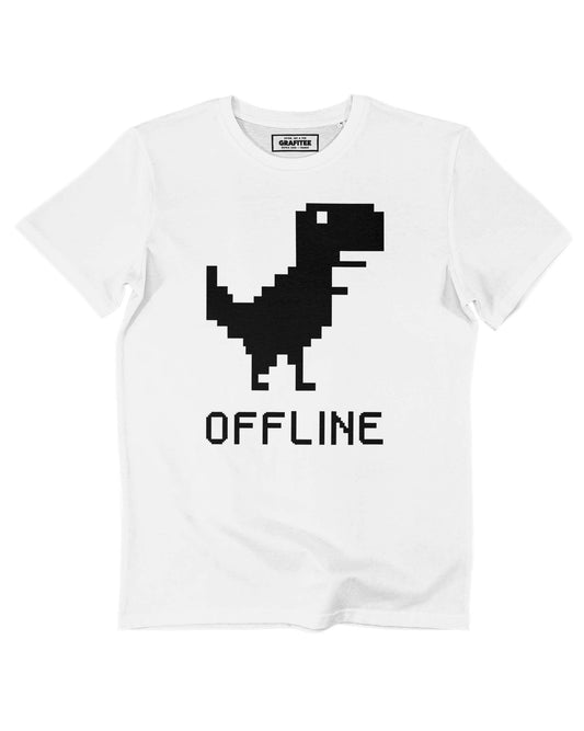 T-shirt Offline in cotone biologico con stampa dinosauro pixel