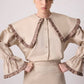 Camicia con maxi colletto a contrasto e volant