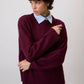 Maglione basic in maglia bordeaux