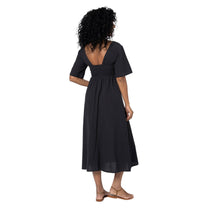 Vestito lungo estivo nero in cotone e lino