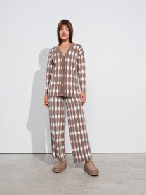 Cardigan in maglia jacquard con fantasia geometrica