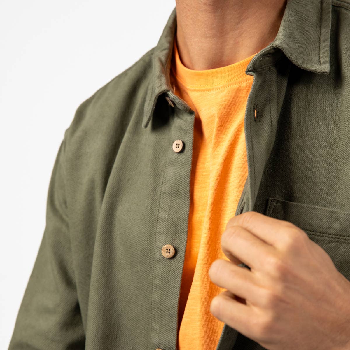 Sovracamicia in denim kaki da uomo