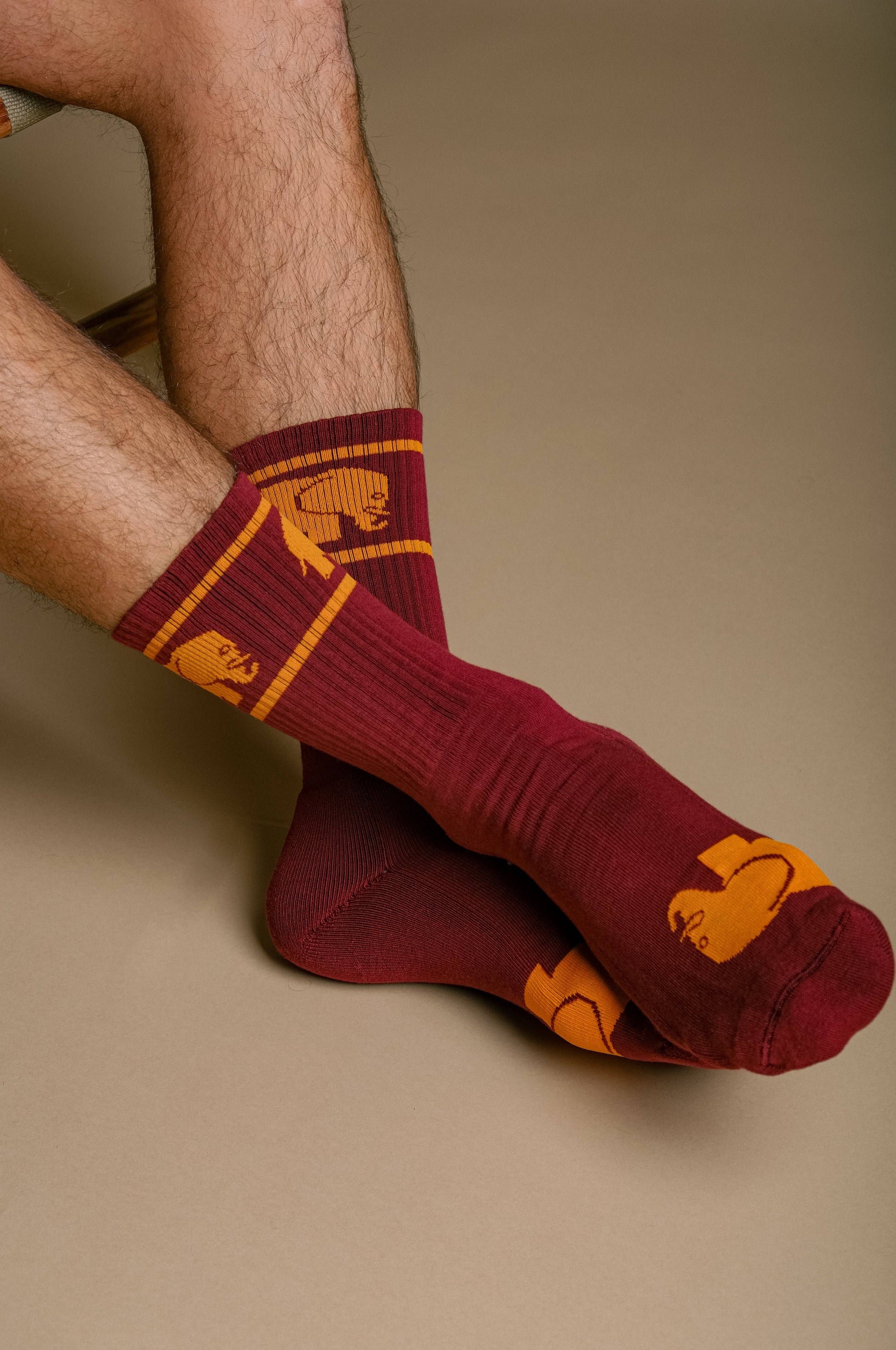 Calzini sportivi bordeaux in cotone biologico