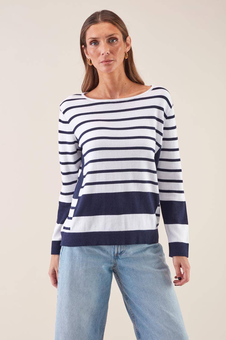 Maglia a righe blu navy in cotone