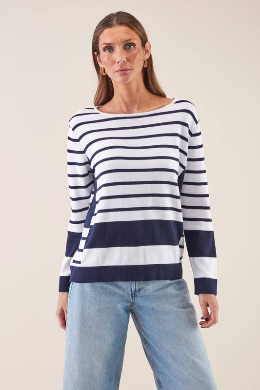 Maglia a righe blu navy in cotone