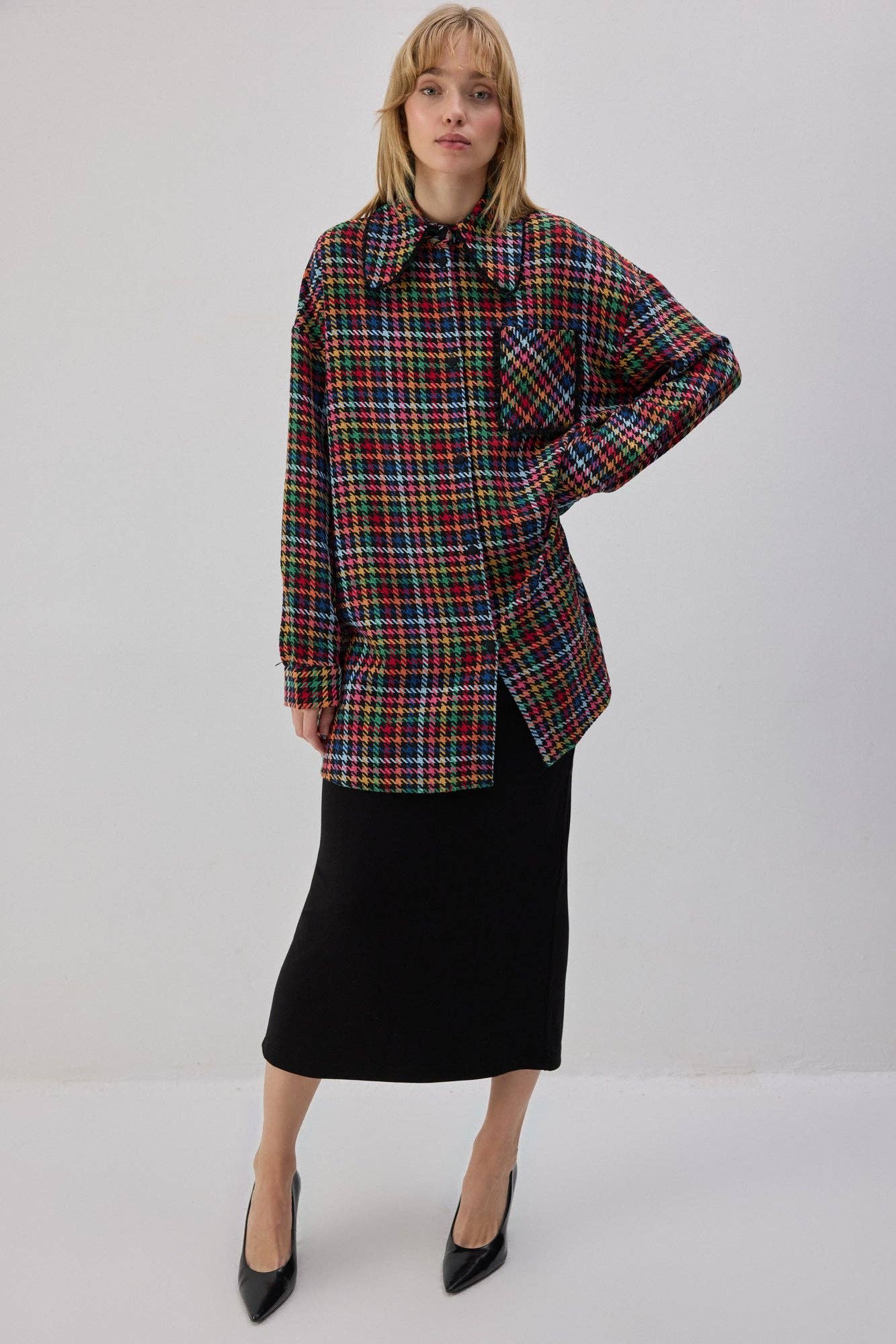 Camicia in tweed con frange
