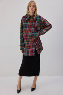 Camicia in tweed con frange