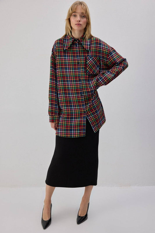 Camicia in tweed con frange