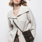 Cardigan a costine con collo ampio